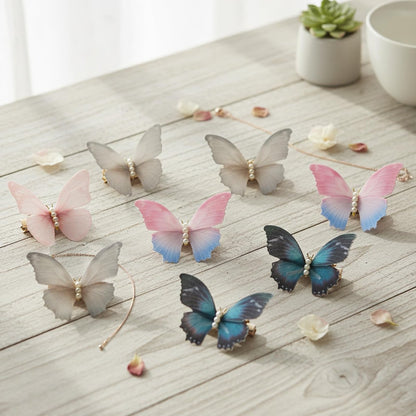 12-Piece Colorful Butterfly Hair Clips Set - Glitter Y2K Hair Jaw Clips for Girls Daily Wear & Back to School