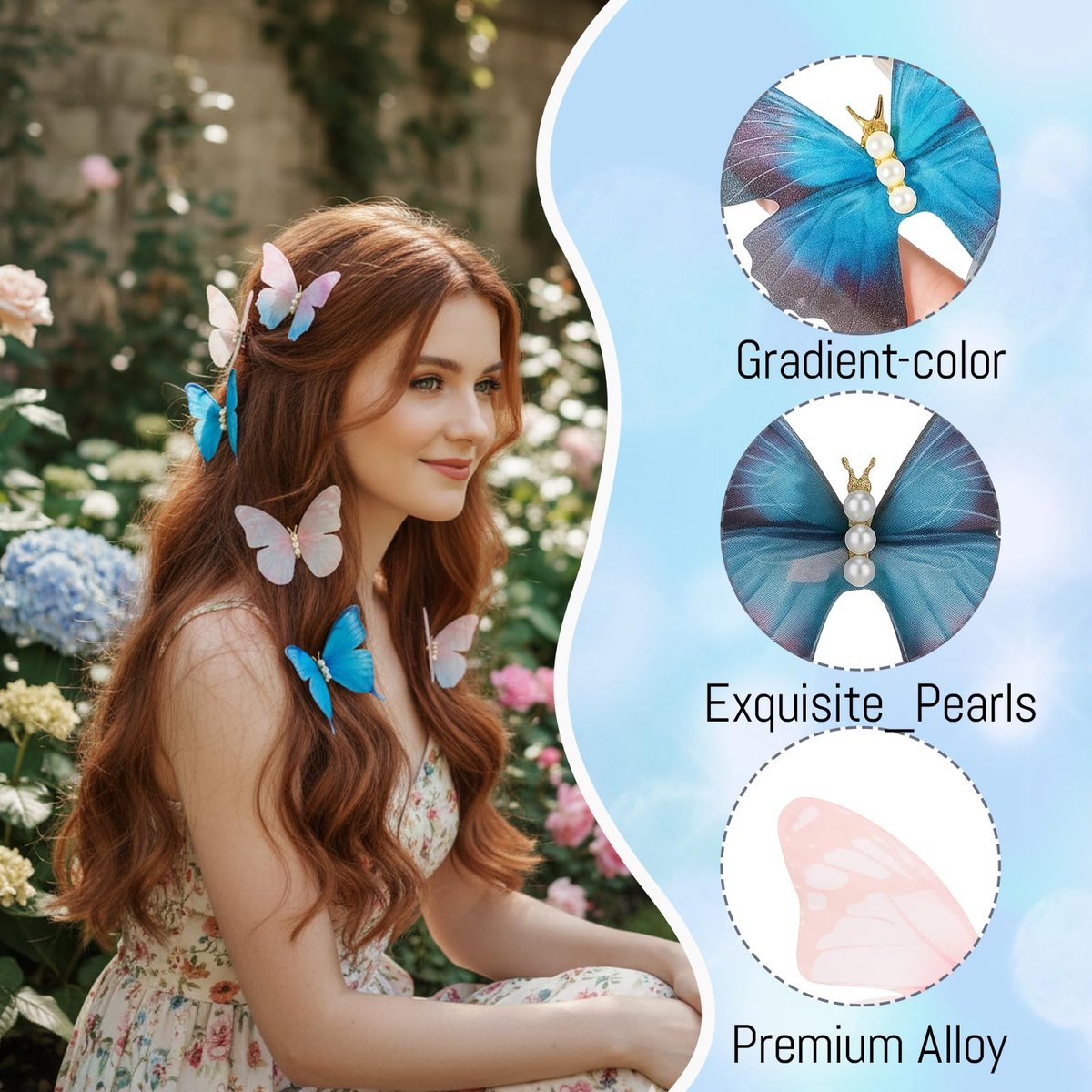 12-Piece Colorful Butterfly Hair Clips Set - Glitter Y2K Hair Jaw Clips for Girls Daily Wear & Back to School - görsel 5