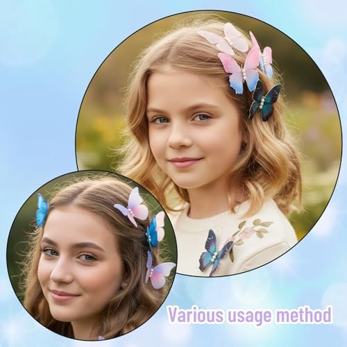 12-Piece Colorful Butterfly Hair Clips Set - Glitter Y2K Hair Jaw Clips for Girls Daily Wear & Back to School - görsel 14