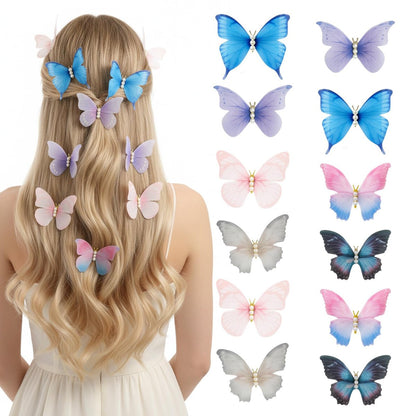 12-Piece Colorful Butterfly Hair Clips Set - Glitter Y2K Hair Jaw Clips for Girls Daily Wear & Back to School