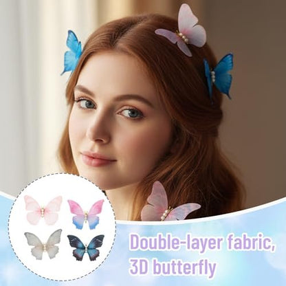 12-Piece Colorful Butterfly Hair Clips Set - Glitter Y2K Hair Jaw Clips for Girls Daily Wear & Back to School
