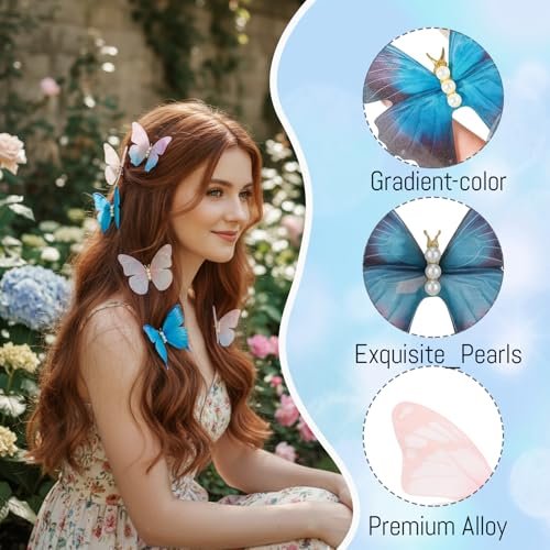 12-Piece Colorful Butterfly Hair Clips Set - Glitter Y2K Hair Jaw Clips for Girls Daily Wear & Back to School - görsel 6
