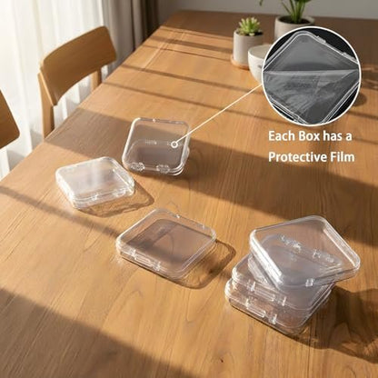 12 Pcs Clear Press on Nail Storage Box Set with 60 Double Sided Adhesive Tapes – Crystal Display Case for Nail Art Business & Salon