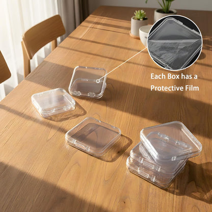 12 Pcs Clear Press on Nail Storage Box Set with 60 Double Sided Adhesive Tapes – Crystal Display Case for Nail Art Business & Salon