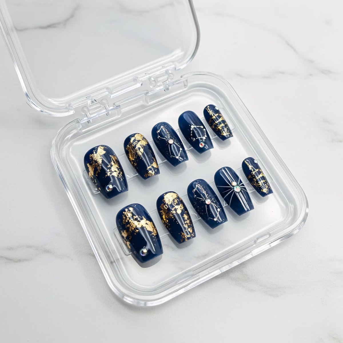 12 Pcs Clear Press on Nail Storage Box Set with 60 Double Sided Adhesive Tapes – Crystal Display Case for Nail Art Business & Salon - görsel 11