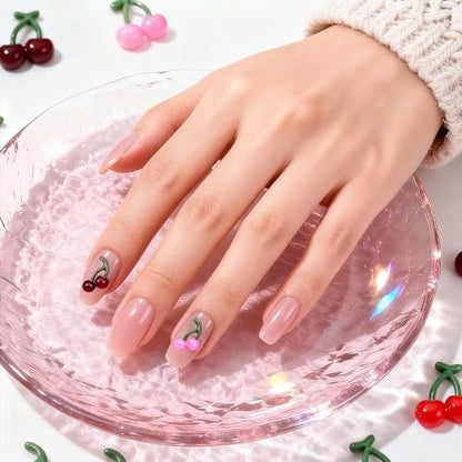 100PCS Small Cherry Gems for Nails - Y2K 3D Cherry Nail Charms, Shiny Crystal Fruit Nail Art Supplies, DIY Craft Design Accessories for Manicure & Craft Projects