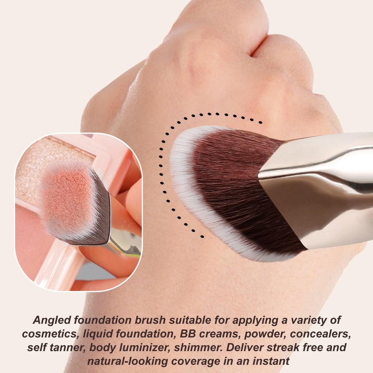 KINGMAS 3-Piece Angled Foundation Brush Set – Synthetic Bristles for Concealer, Contour, Bronzer & Blending - görsel 5