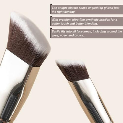 KINGMAS 3-Piece Angled Foundation Brush Set – Synthetic Bristles for Concealer, Contour, Bronzer & Blending