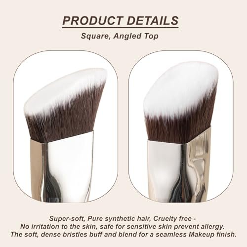 KINGMAS 3-Piece Angled Foundation Brush Set – Synthetic Bristles for Concealer, Contour, Bronzer & Blending - görsel 4
