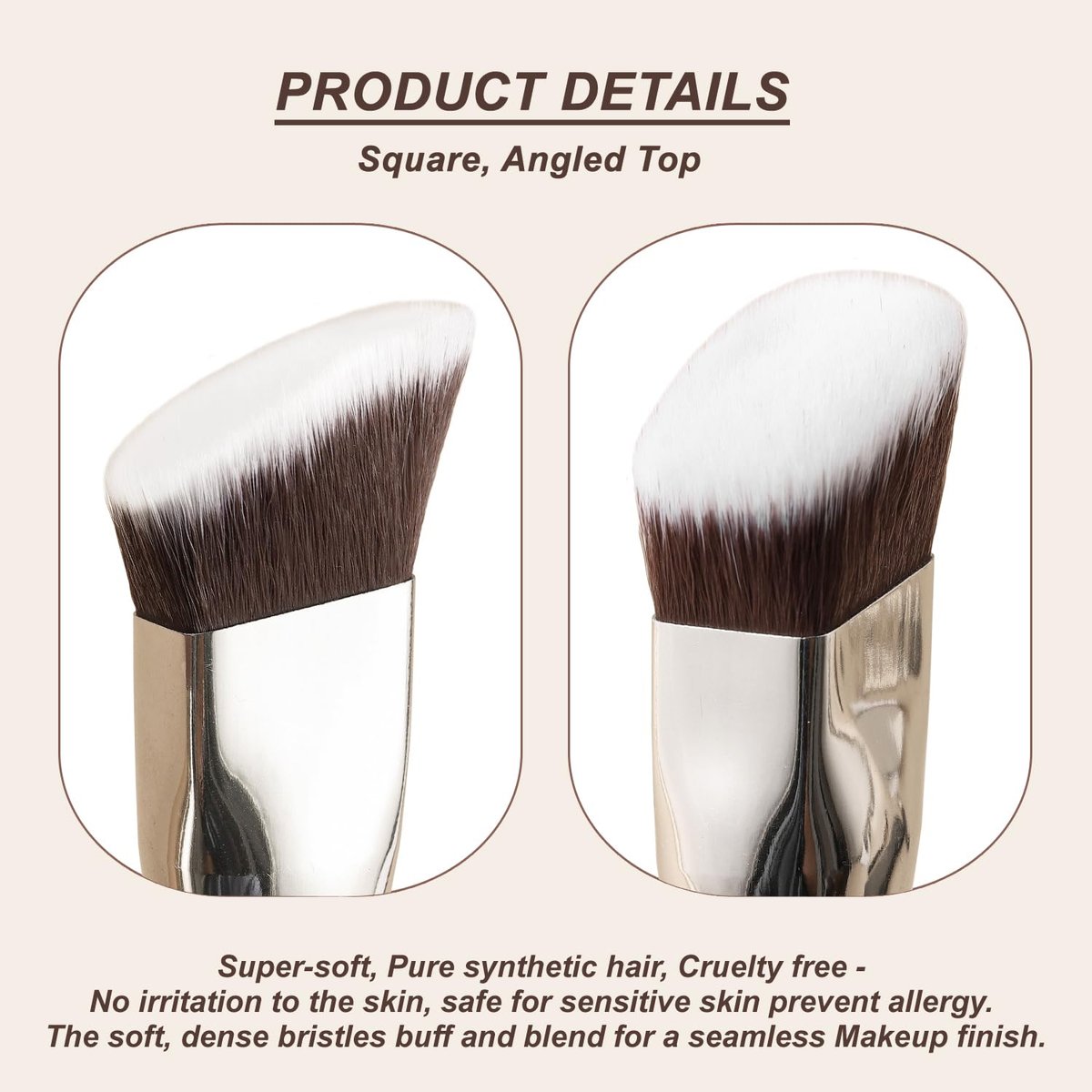 KINGMAS 3-Piece Angled Foundation Brush Set – Synthetic Bristles for Concealer, Contour, Bronzer & Blending - görsel 3
