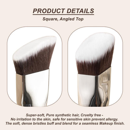 KINGMAS 3-Piece Angled Foundation Brush Set – Synthetic Bristles for Concealer, Contour, Bronzer & Blending