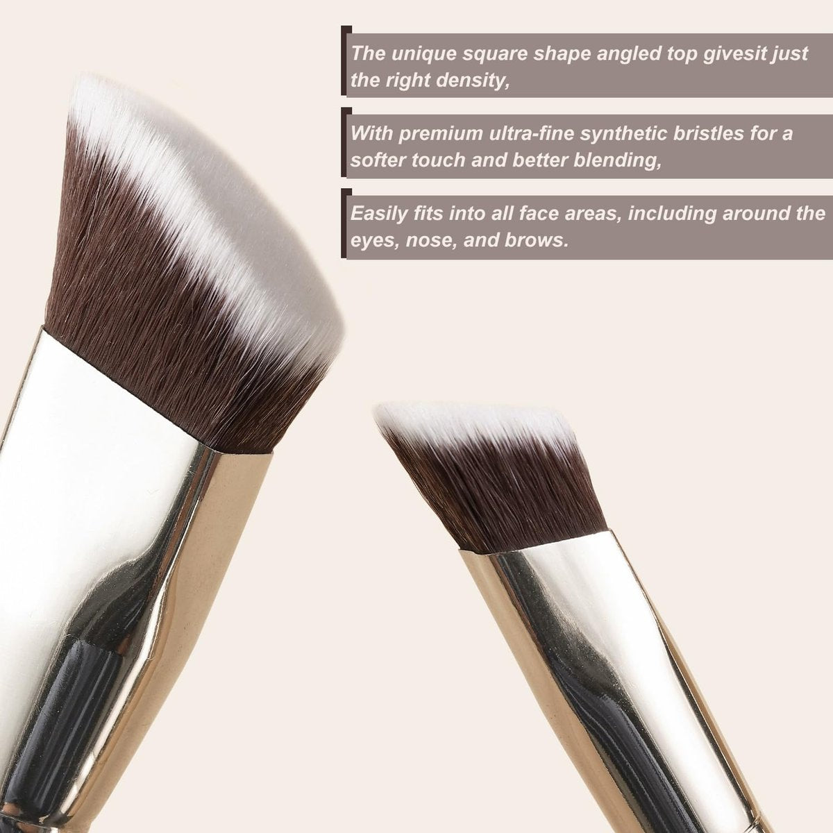 KINGMAS 3-Piece Angled Foundation Brush Set – Synthetic Bristles for Concealer, Contour, Bronzer & Blending - görsel 7