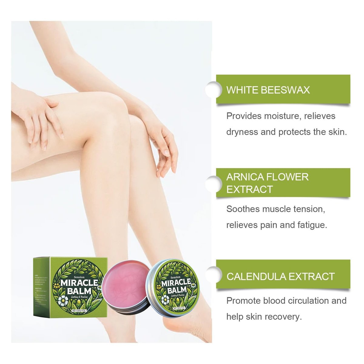 Senzion Official Balm 2 Pack - Natural Ingredients for Legs, Arms, Back | Senzion Miracle Balm - görsel 7