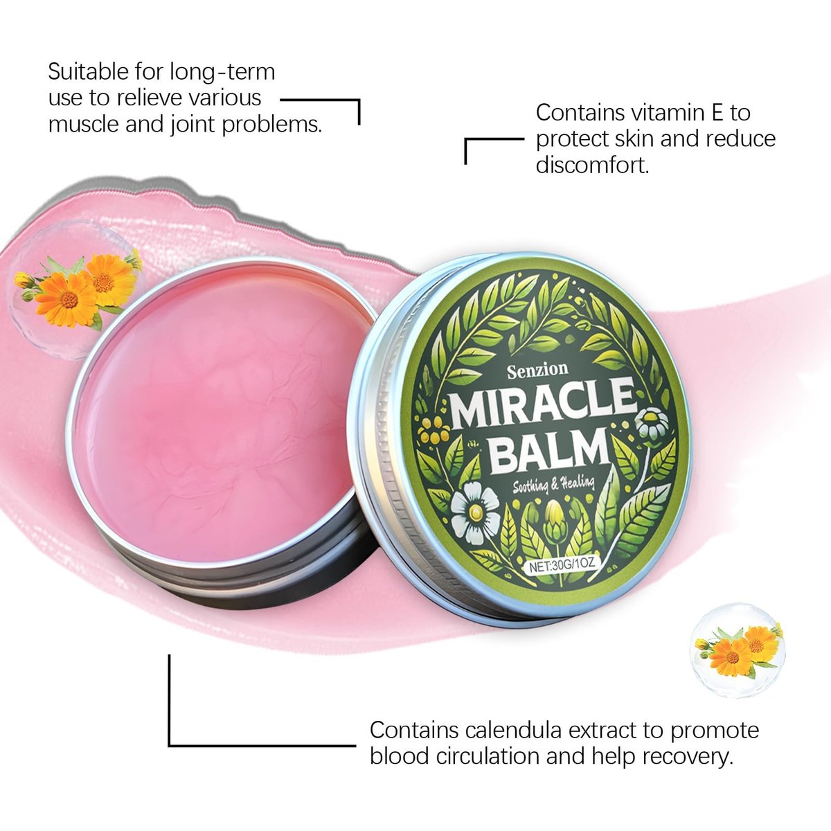 Senzion Official Balm 2 Pack - Natural Ingredients for Legs, Arms, Back | Senzion Miracle Balm - görsel 5