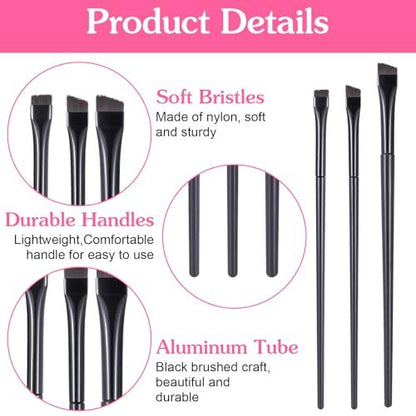 9 Pcs Eyeliner Brush and Eyebrow Brush Set – Ultra Thin Flat Tint Angled Makeup Brushes for Precise Eye Makeup Application
