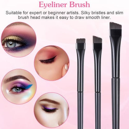 9 Pcs Eyeliner Brush and Eyebrow Brush Set – Ultra Thin Flat Tint Angled Makeup Brushes for Precise Eye Makeup Application