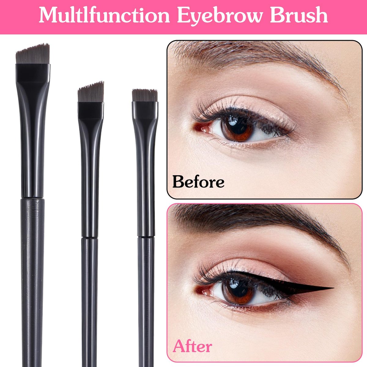 9 Pcs Eyeliner Brush and Eyebrow Brush Set – Ultra Thin Flat Tint Angled Makeup Brushes for Precise Eye Makeup Application - görsel 9