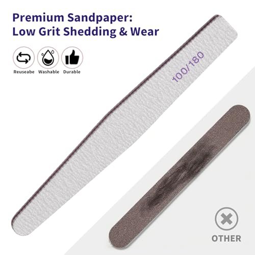 SWEET VIEW 14-Piece Nail File and Buffer Set - 100/180 & 180/240 Grit Emery Boards for Acrylic, Gel, and Natural Nails, with 1000/4000 Grit Buffer Block for High Shine - görsel 11