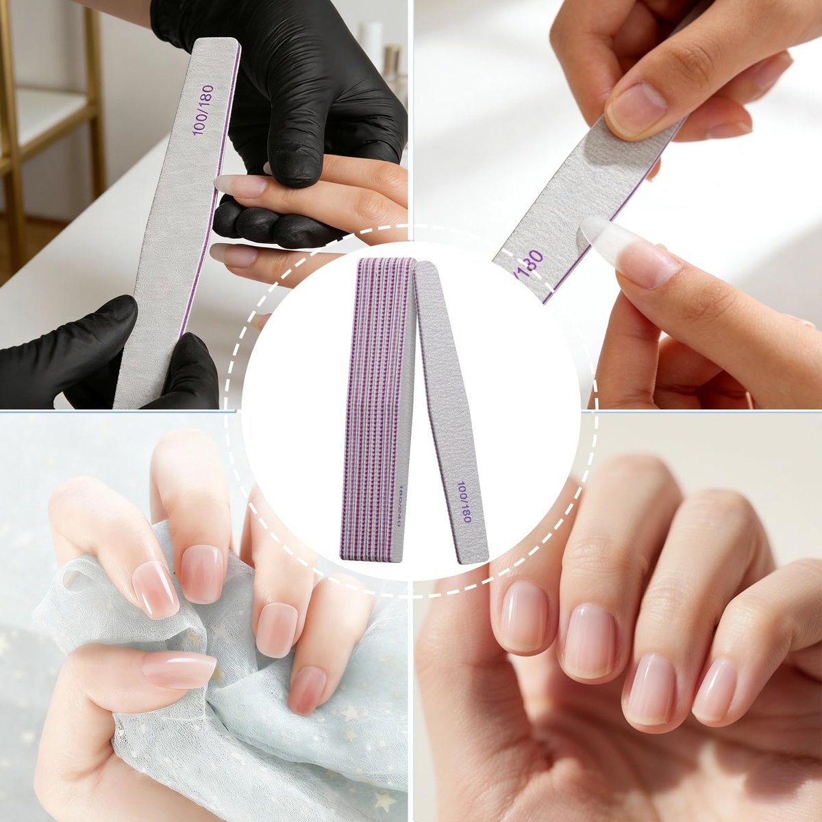 SWEET VIEW 14-Piece Nail File and Buffer Set - 100/180 & 180/240 Grit Emery Boards for Acrylic, Gel, and Natural Nails, with 1000/4000 Grit Buffer Block for High Shine - görsel 14