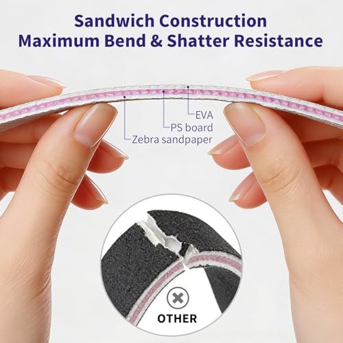 SWEET VIEW 14-Piece Nail File and Buffer Set - 100/180 & 180/240 Grit Emery Boards for Acrylic, Gel, and Natural Nails, with 1000/4000 Grit Buffer Block for High Shine - görsel 9