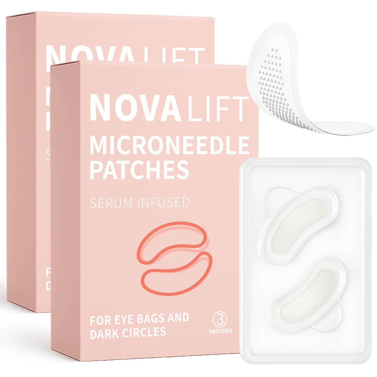NOVALIFT Kunnozz Micro Eye Patches – Under Eye Patches for Puffy Eyes & Dark Circles, Smile Line & Forehead Hydrating Anti-Wrinkle Masks (2 Boxes, 3 Pairs Each) Avelisse