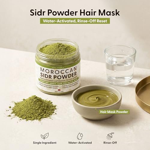 Argaviva Sidr Powder For Hair - Clarifying Sidr Leaves Powder Hair & Scalp Mask, Removes Buildup & Excess Oil, No Added Fragrance, 3.5 Oz Avelisse