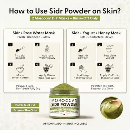 Argaviva Sidr Powder For Hair - Clarifying Sidr Leaves Powder Hair & Scalp Mask, Removes Buildup & Excess Oil, No Added Fragrance, 3.5 Oz Avelisse