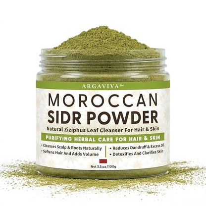 Argaviva Sidr Powder For Hair - Clarifying Sidr Leaves Powder Hair & Scalp Mask, Removes Buildup & Excess Oil, No Added Fragrance, 3.5 Oz Avelisse