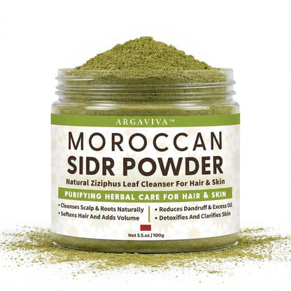 Argaviva Sidr Powder For Hair - Clarifying Sidr Leaves Powder Hair & Scalp Mask, Removes Buildup & Excess Oil, No Added Fragrance, 3.5 Oz Avelisse