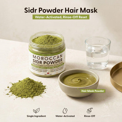 Argaviva Sidr Powder For Hair - Clarifying Sidr Leaves Powder Hair & Scalp Mask, Removes Buildup & Excess Oil, No Added Fragrance, 3.5 Oz Avelisse