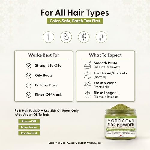 Argaviva Sidr Powder For Hair - Clarifying Sidr Leaves Powder Hair & Scalp Mask, Removes Buildup & Excess Oil, No Added Fragrance, 3.5 Oz Avelisse
