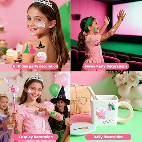 84Pcs Witch Temporary Tattoos - Iridescent Foil Style Birthday Witch Accessory, Wizard Party Decorations, Fake Tattoo Stickers for Kids, Movie Themed Party Favors, Gifts for Boys Girls - görsel 12