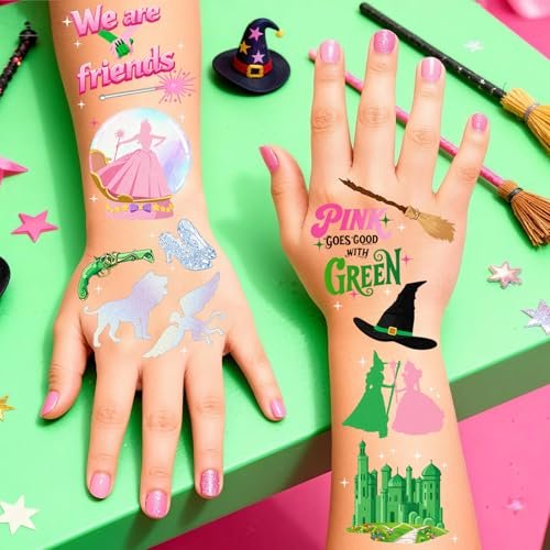 84Pcs Witch Temporary Tattoos - Iridescent Foil Style Birthday Witch Accessory, Wizard Party Decorations, Fake Tattoo Stickers for Kids, Movie Themed Party Favors, Gifts for Boys Girls - görsel 10