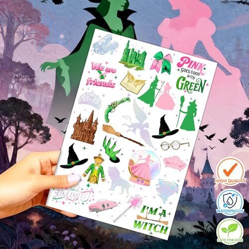 84Pcs Witch Temporary Tattoos - Iridescent Foil Style Birthday Witch Accessory, Wizard Party Decorations, Fake Tattoo Stickers for Kids, Movie Themed Party Favors, Gifts for Boys Girls - görsel 8