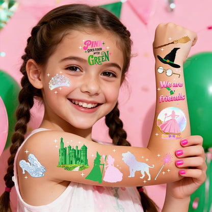 84Pcs Witch Temporary Tattoos - Iridescent Foil Style Birthday Witch Accessory, Wizard Party Decorations, Fake Tattoo Stickers for Kids, Movie Themed Party Favors, Gifts for Boys Girls