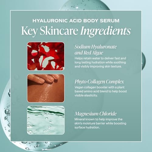 Saltair Hyaluronic Acid Body Serum – Hydrating Body Lotion for Smoother Looking Skin – Sheer Gel Moisturizer with Sodium Hyaluronate & Red Algae – Fragrance-Free HA Hydrator – 13oz Pump Bottle Avelisse