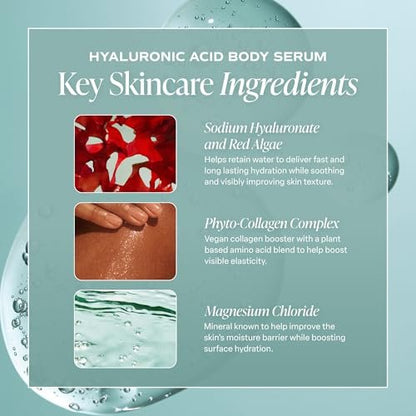 Saltair Hyaluronic Acid Body Serum – Hydrating Body Lotion for Smoother Looking Skin – Sheer Gel Moisturizer with Sodium Hyaluronate & Red Algae – Fragrance-Free HA Hydrator – 13oz Pump Bottle Avelisse