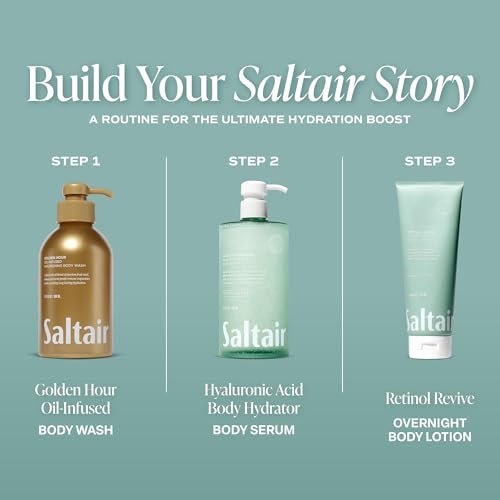 Saltair Hyaluronic Acid Body Serum – Hydrating Body Lotion for Smoother Looking Skin – Sheer Gel Moisturizer with Sodium Hyaluronate & Red Algae – Fragrance-Free HA Hydrator – 13oz Pump Bottle Avelisse