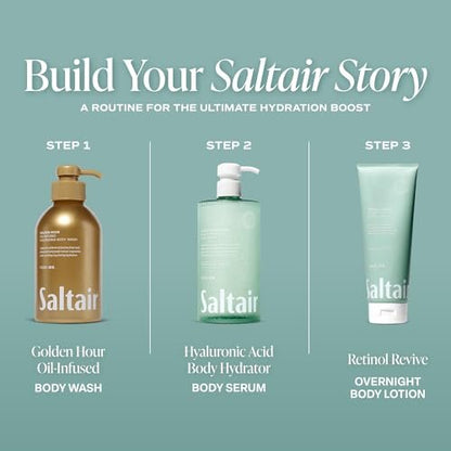 Saltair Hyaluronic Acid Body Serum – Hydrating Body Lotion for Smoother Looking Skin – Sheer Gel Moisturizer with Sodium Hyaluronate & Red Algae – Fragrance-Free HA Hydrator – 13oz Pump Bottle Avelisse