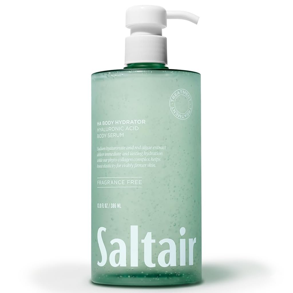 Saltair Hyaluronic Acid Body Serum – Hydrating Body Lotion for Smoother Looking Skin – Sheer Gel Moisturizer with Sodium Hyaluronate & Red Algae – Fragrance-Free HA Hydrator – 13oz Pump Bottle Avelisse