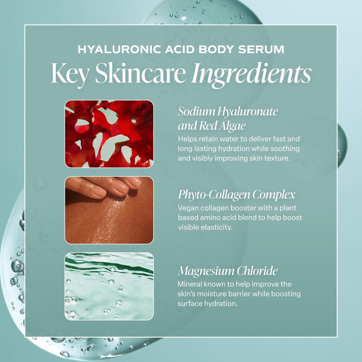 Saltair Hyaluronic Acid Body Serum – Hydrating Body Lotion for Smoother Looking Skin – Sheer Gel Moisturizer with Sodium Hyaluronate & Red Algae – Fragrance-Free HA Hydrator – 13oz Pump Bottle Avelisse