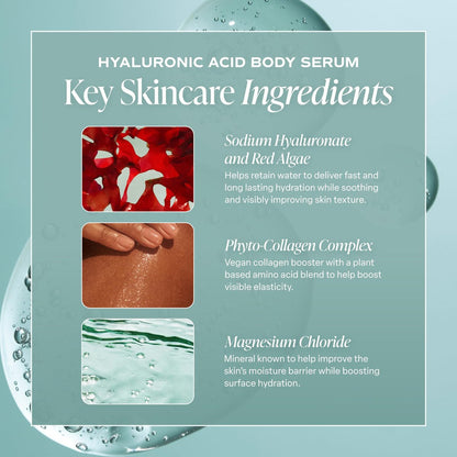 Saltair Hyaluronic Acid Body Serum – Hydrating Body Lotion for Smoother Looking Skin – Sheer Gel Moisturizer with Sodium Hyaluronate & Red Algae – Fragrance-Free HA Hydrator – 13oz Pump Bottle Avelisse