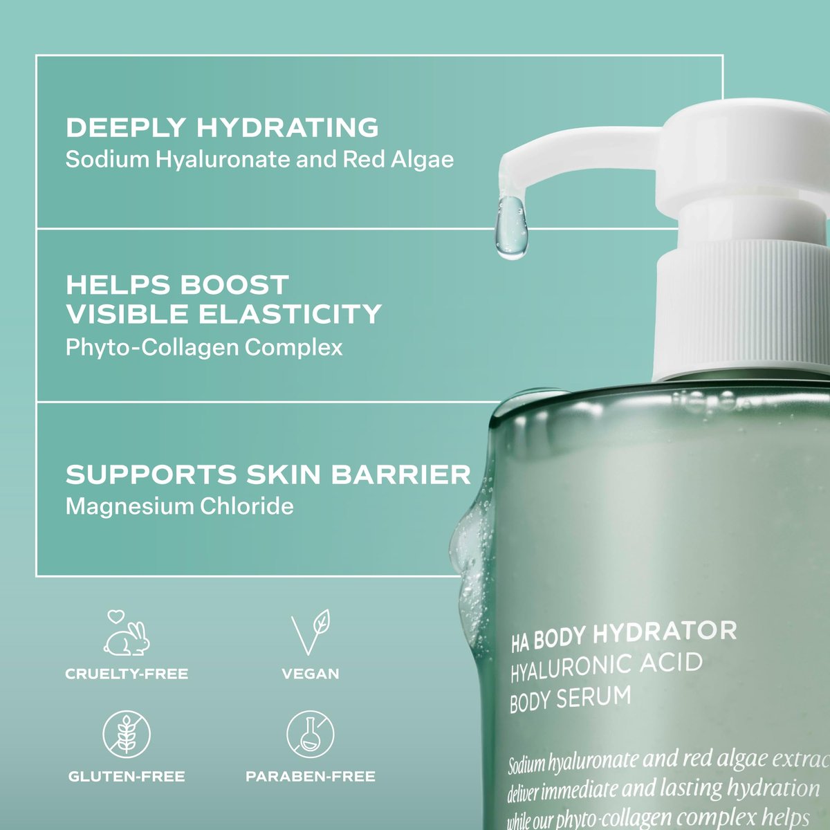 Saltair Hyaluronic Acid Body Serum – Hydrating Body Lotion for Smoother Looking Skin – Sheer Gel Moisturizer with Sodium Hyaluronate & Red Algae – Fragrance-Free HA Hydrator – 13oz Pump Bottle Avelisse