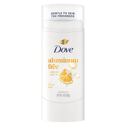 Dove Deodorant Stick Citrus Pop, Aluminum Free 72 Hour Odor Protection for Women & Men, 2.4 oz