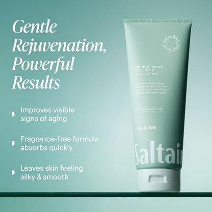 Saltair Retinol Revive Night Lotion – Dual-Action Retinol Body Lotion for Smoother, Firmer Looking Skin – Hydrating Moisturizer with Kelp, Allantoin & Glycerin – 13oz Pump Bottle Avelisse