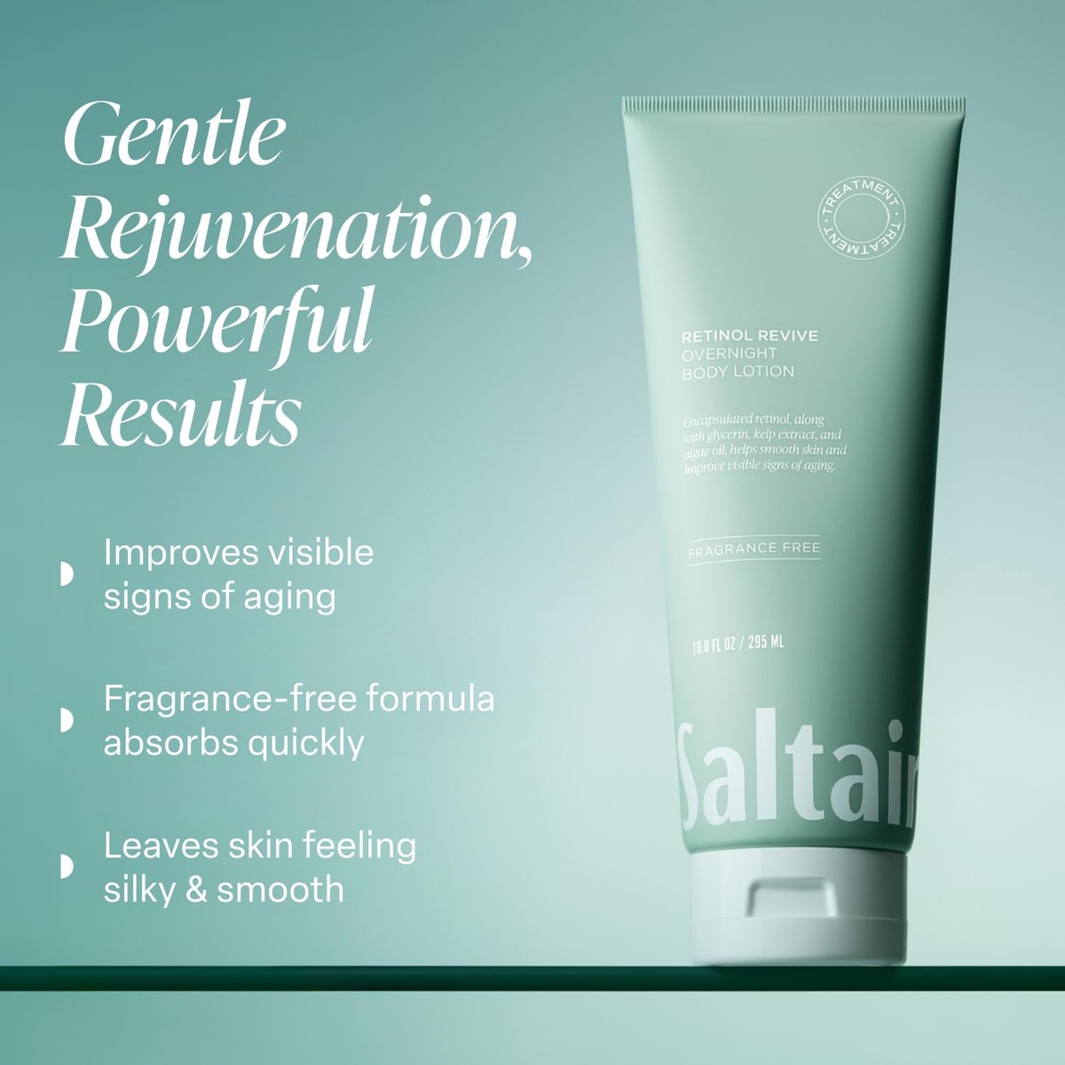 Saltair Retinol Revive Night Lotion – Dual-Action Retinol Body Lotion for Smoother, Firmer Looking Skin – Hydrating Moisturizer with Kelp, Allantoin & Glycerin – 13oz Pump Bottle Avelisse