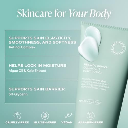 Saltair Retinol Revive Night Lotion – Dual-Action Retinol Body Lotion for Smoother, Firmer Looking Skin – Hydrating Moisturizer with Kelp, Allantoin & Glycerin – 13oz Pump Bottle Avelisse