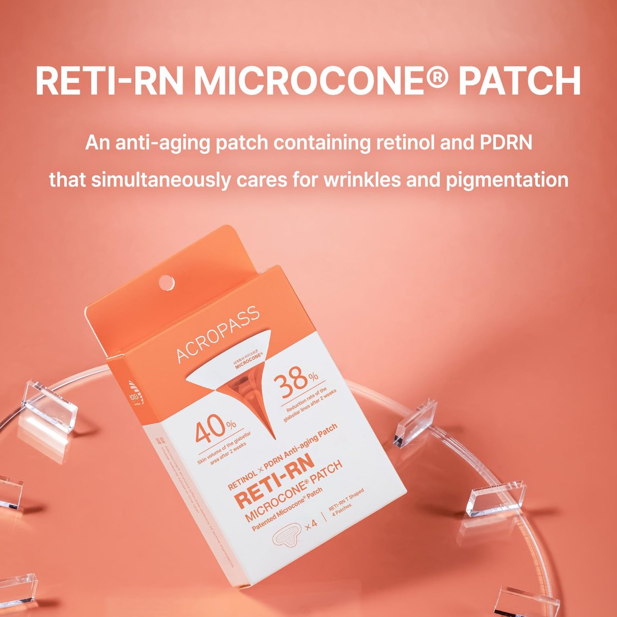 ACROPASS RETI-RN Microcone Wrinkle Patches – Deep Wrinkle Treatment with PDRN 10,000 ppm, Retinol, Hyaluronic Acid – Anti-Aging Slim Type, 6 Count Avelisse