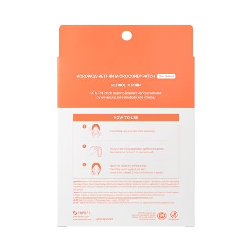 ACROPASS RETI-RN Microcone Wrinkle Patches – Deep Wrinkle Treatment with PDRN 10,000 ppm, Retinol, Hyaluronic Acid – Anti-Aging Slim Type, 6 Count Avelisse