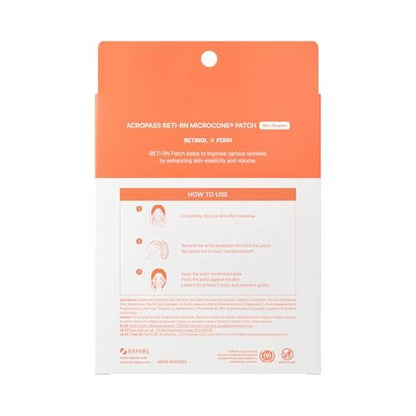 ACROPASS RETI-RN Microcone Wrinkle Patches – Deep Wrinkle Treatment with PDRN 10,000 ppm, Retinol, Hyaluronic Acid – Anti-Aging Slim Type, 6 Count Avelisse